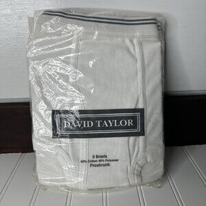David Taylor Men’s 42 Underwear Briefs White Retro Vintage Tighty Whities 3-Pak